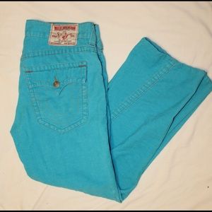True Religion Teal Corduroy Flared Pants